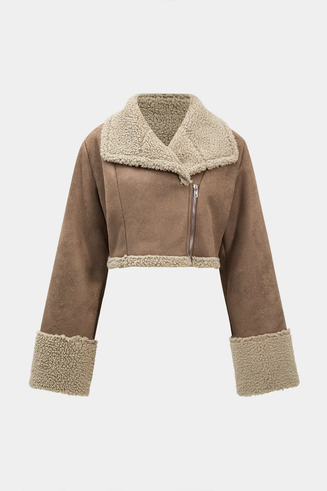 Faux Fur Cropped Zipper Jacket sold by Micas