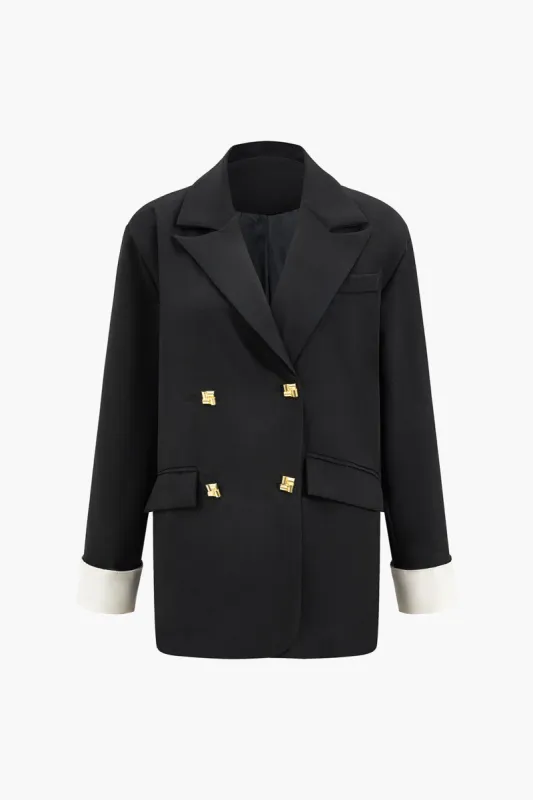 Contrast Button Pocket Blazer sold by Micas