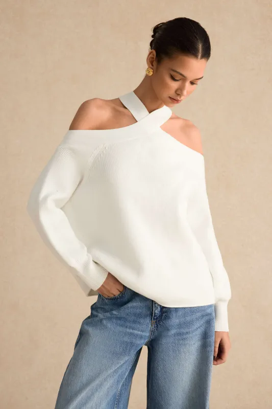 Basic Knitted Cut Out Long-Sleeve Top sold by Micas