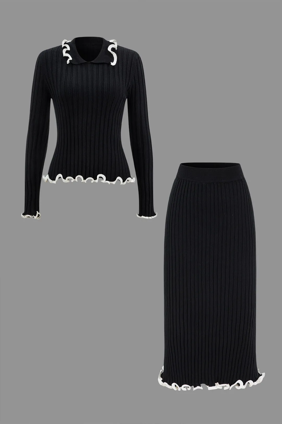 Scallop Edge Long-Sleeve Sweater Top sold by Micas product image thumbnail 3