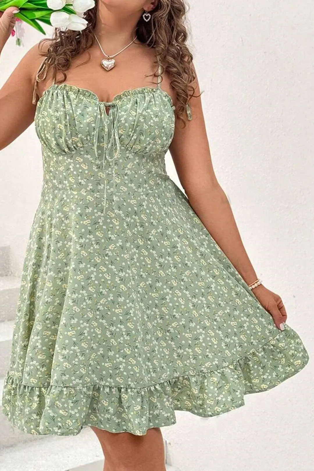 Floral Print Sleeveless Tie-Up Mini Dress sold by Micas