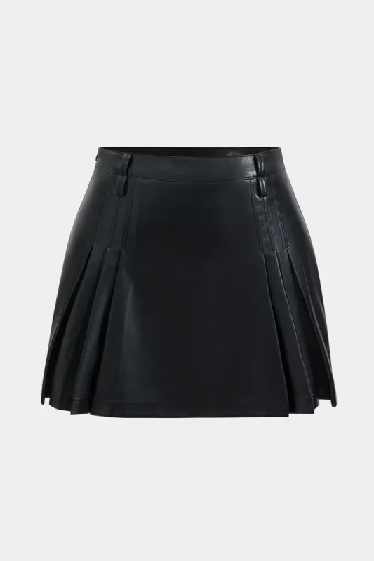 Plus størrelse faux læder ruched lynlås nederdel sold by Micas