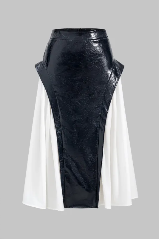 Faux Leather Patchwork Skirt sold by Micas