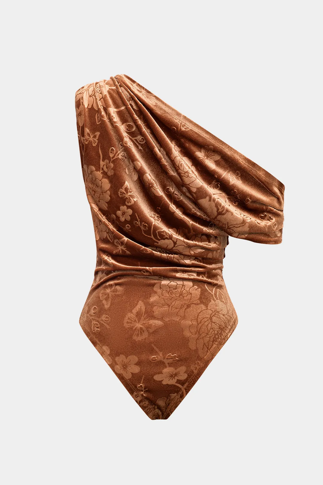 Blomsterprint fløjl asymmetrisk bodysuit sold by Micas product image thumbnail 2