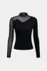 Mesh patchwork langærmet top sold by Micas
