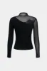 Mesh patchwork langærmet top sold by Micas