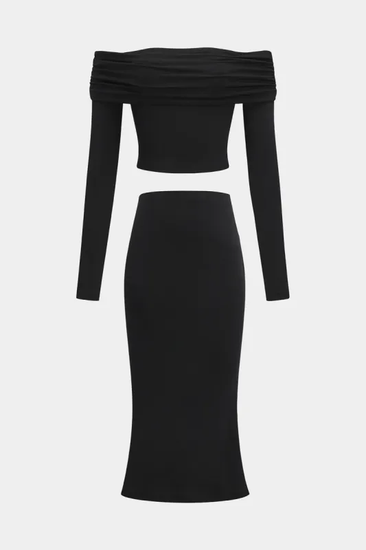Off Shoulder Long Sleeve Top And Skirt Set sold by Micas