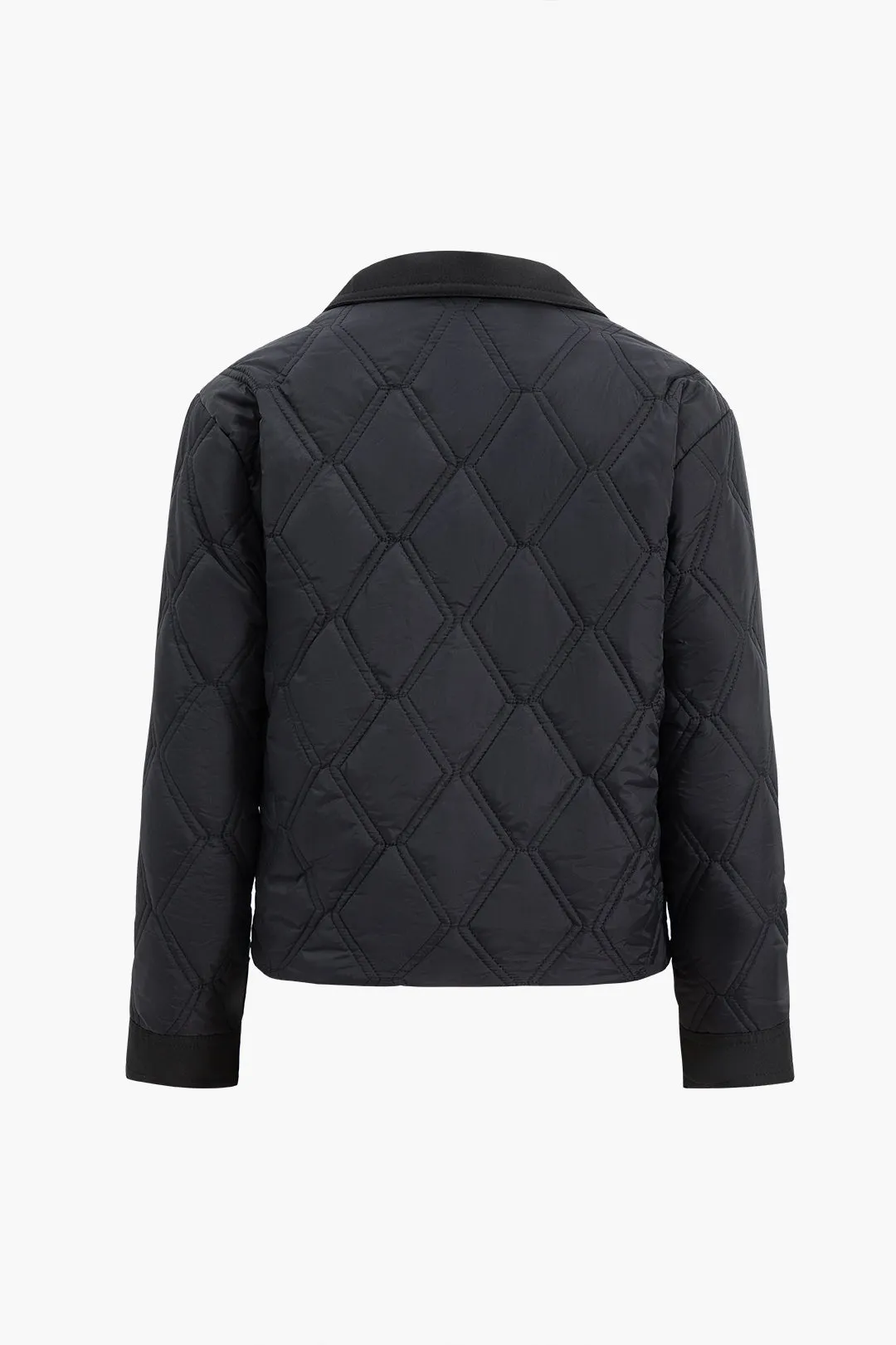Diamond Grid Polo Collar Patchwork Puffer sold by Micas product image thumbnail 2