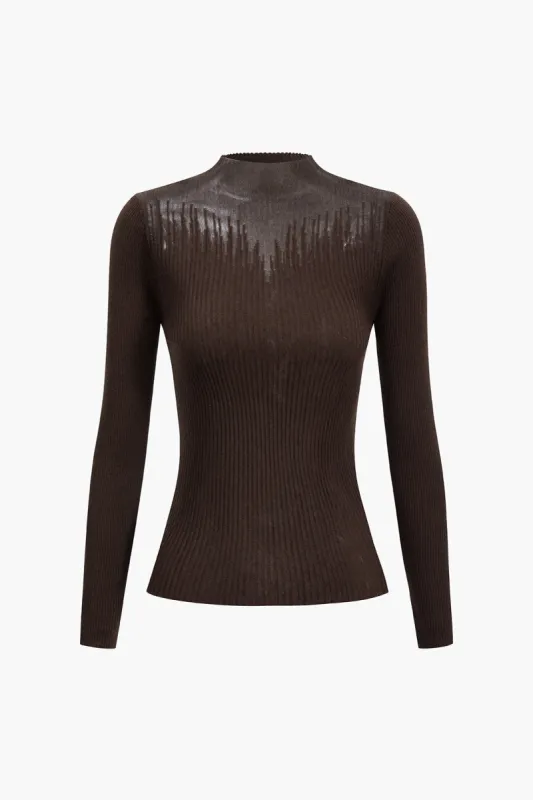 Uldkontrast strik langærmet top sold by Micas