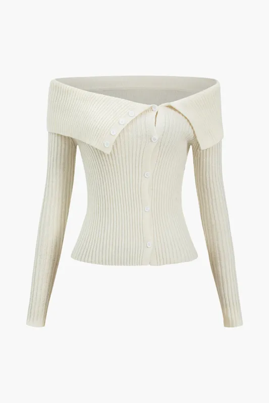 Knit Off Shoulder Long-Sleeve Top sold by Micas