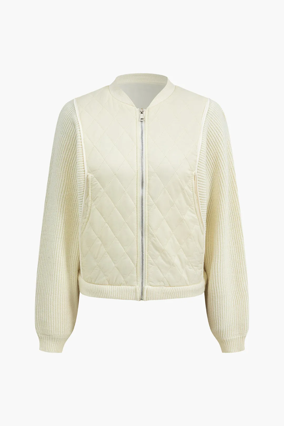 Knit Patchwork Zipper Cardigan sold by Micas product image thumbnail 5