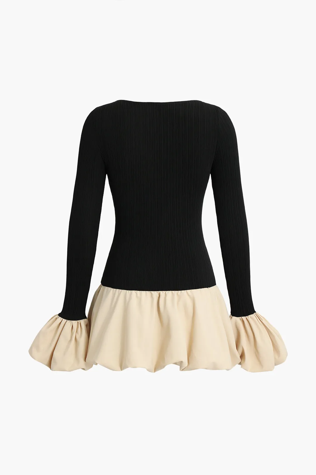 Puff Sleeve Patchwork Langærmet mini kjole sold by Micas product image thumbnail 2