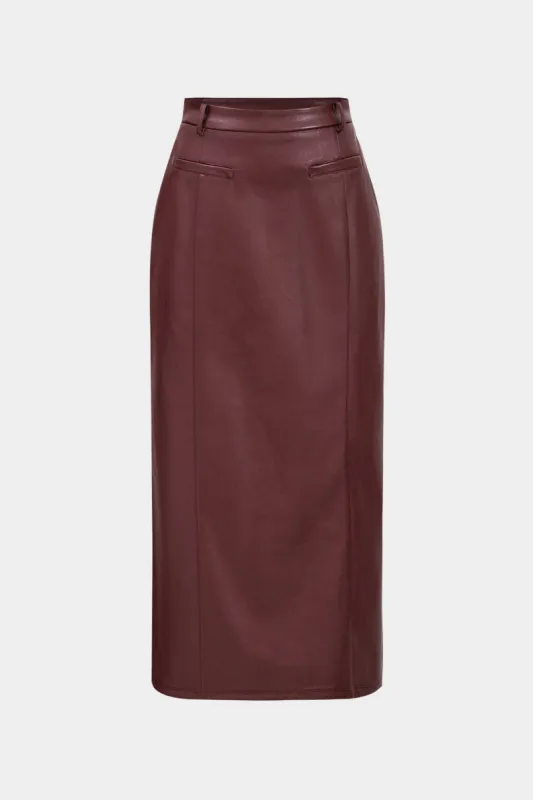 Faux Leather Fake Pockets Skirt sold by Micas