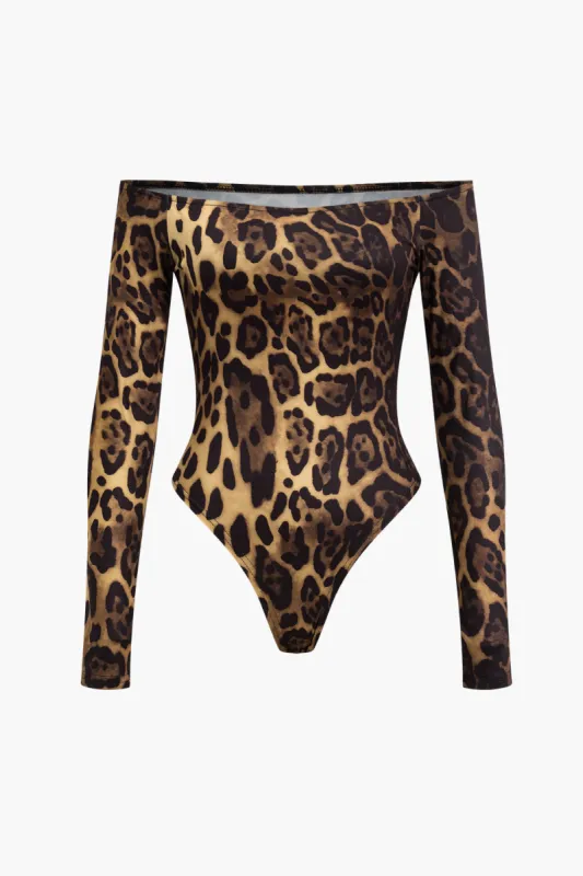Leopard print off skulder langærmet bodysuit sold by Micas