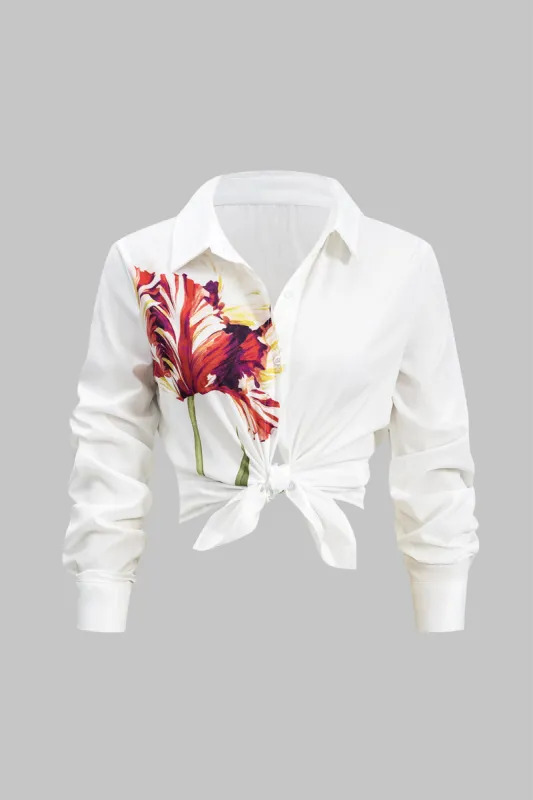 Blomsterprint langærmet skjorte sold by Micas