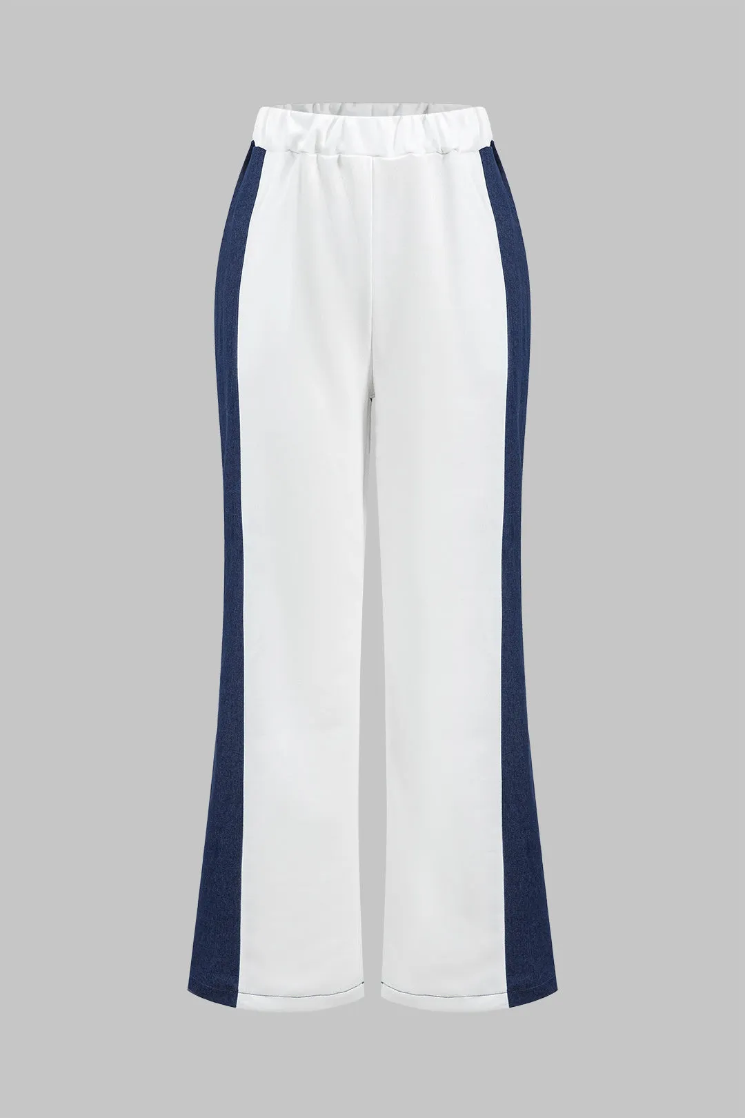 Denim Zipper Patchwork Jacket And Trousers Set sold by Micas product image thumbnail 4