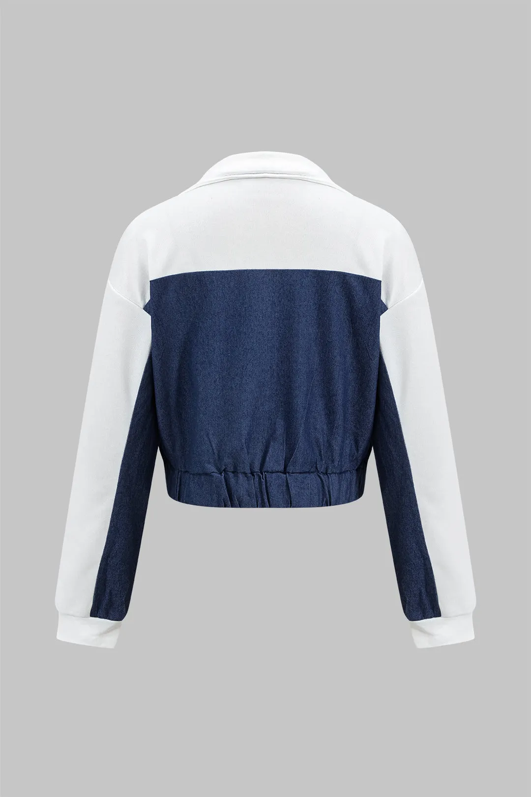 Denim Zipper Patchwork Jacket And Trousers Set sold by Micas product image thumbnail 3