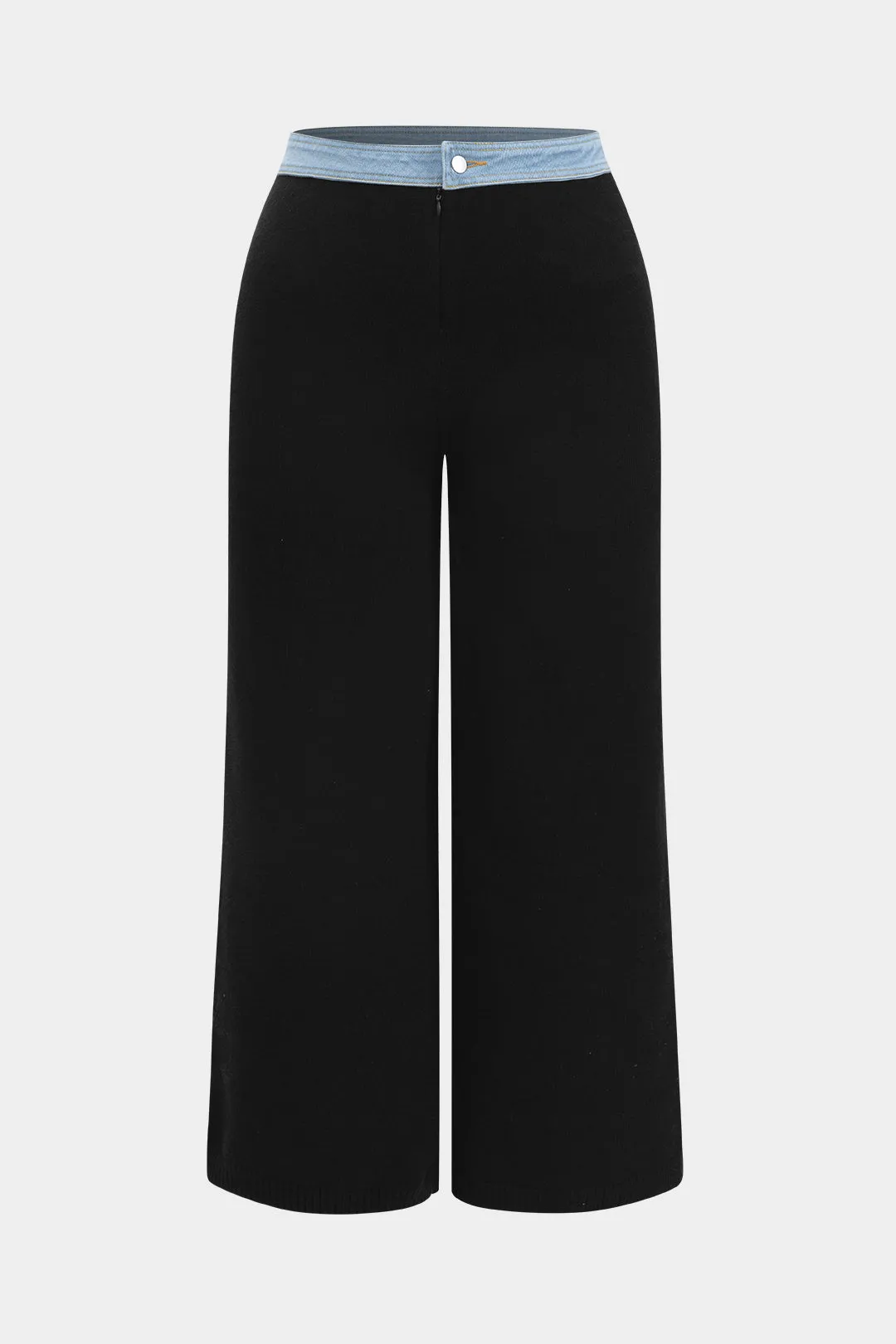 Plus størrelse strik patchwork lynlås detaljerede top og høje talje bukser sold by Micas product image thumbnail 4