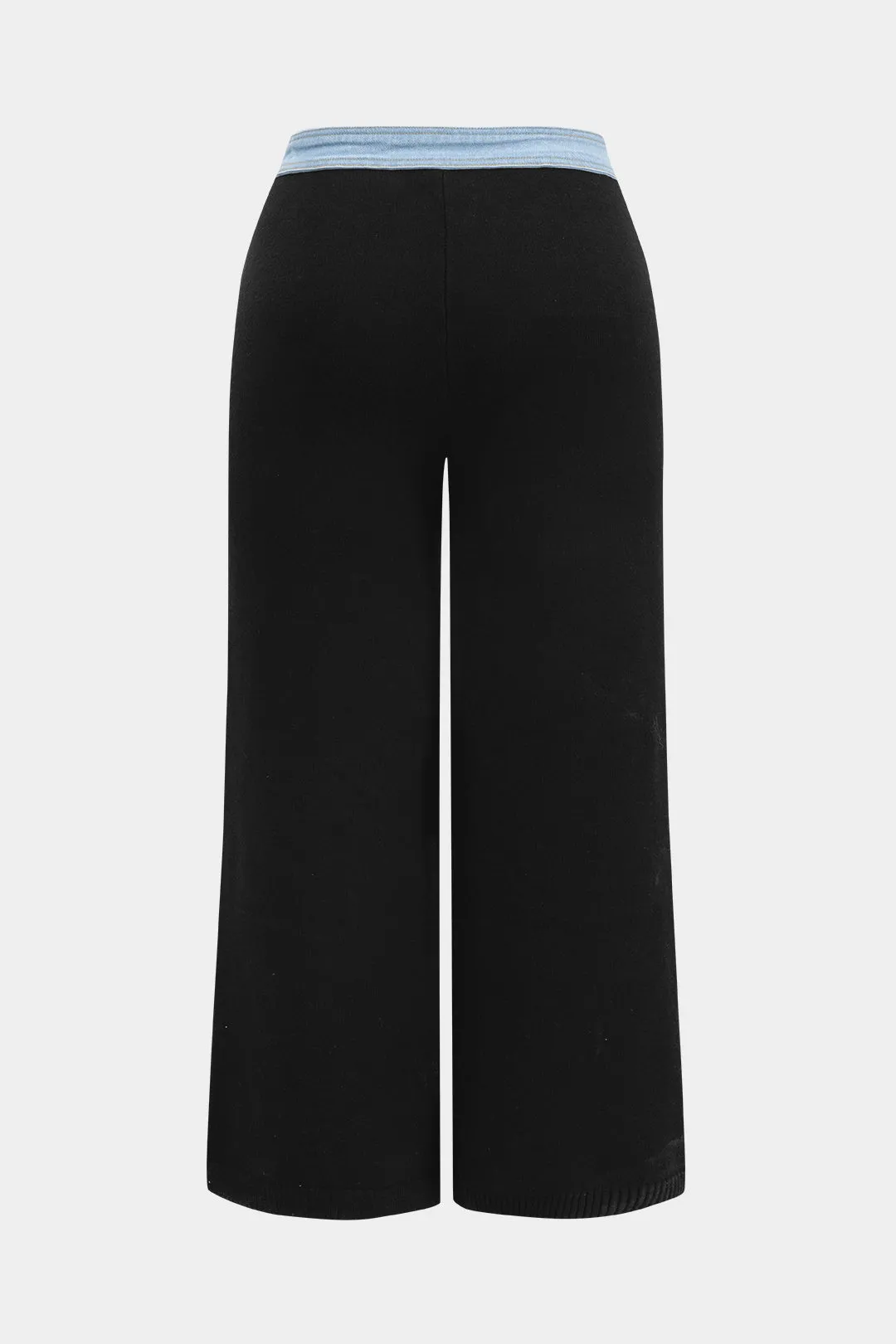 Plus størrelse strik patchwork lynlås detaljerede top og høje talje bukser sold by Micas product image thumbnail 5