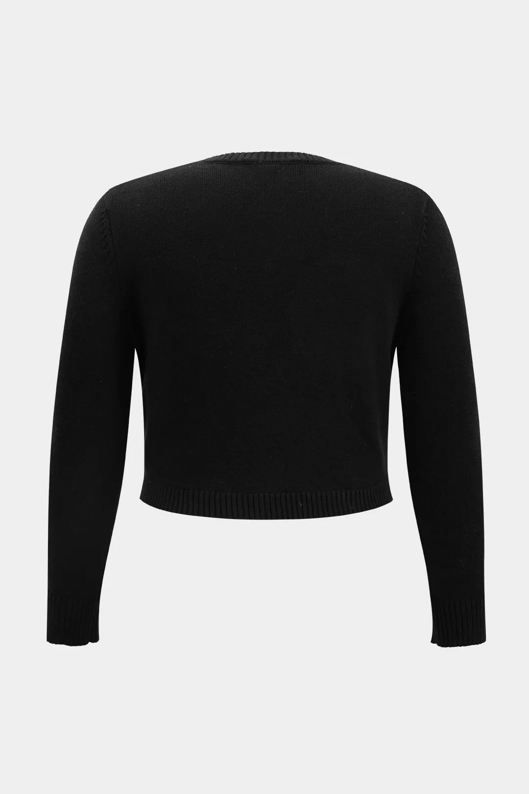 Plus størrelse strik patchwork lynlås detaljerede top og høje talje bukser sold by Micas product image thumbnail 3