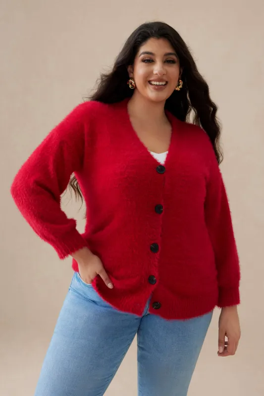 Plus Size Knit Button Cardigan sold by Micas