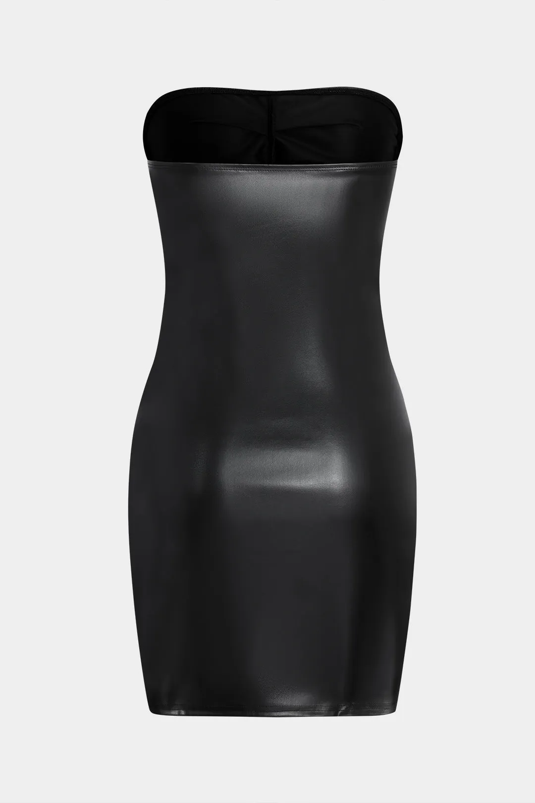 Faux læder ruched stroppeløs ærmeløs mini kjole sold by Micas product image thumbnail 2