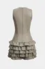 Faux Leather Ruffle Round Neck Sleeveless Mini Dress sold by Micas
