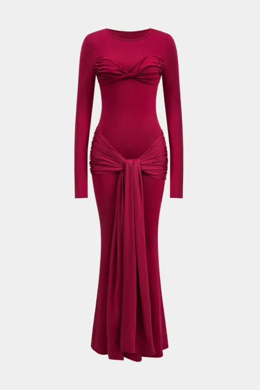 Ruched Twist Knot Long Sleeve Maxi Dress sold by Micas