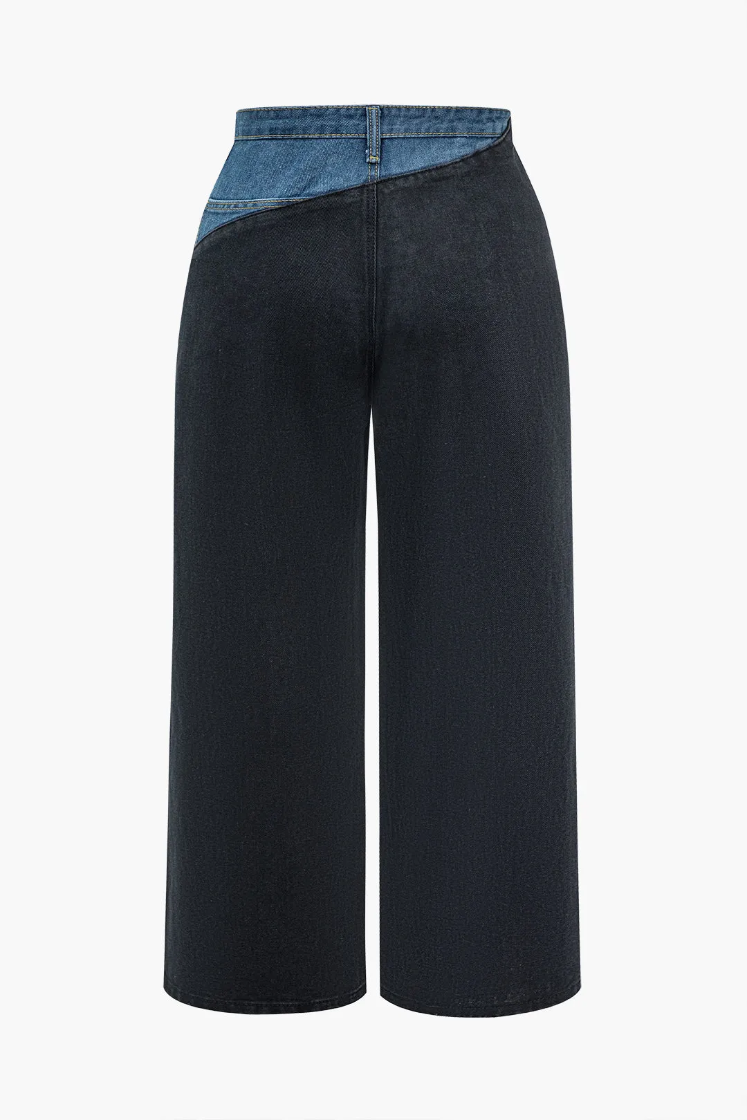 Plus Size Denim Patchwork Wide Leg Trousers sold by Micas product image thumbnail 2