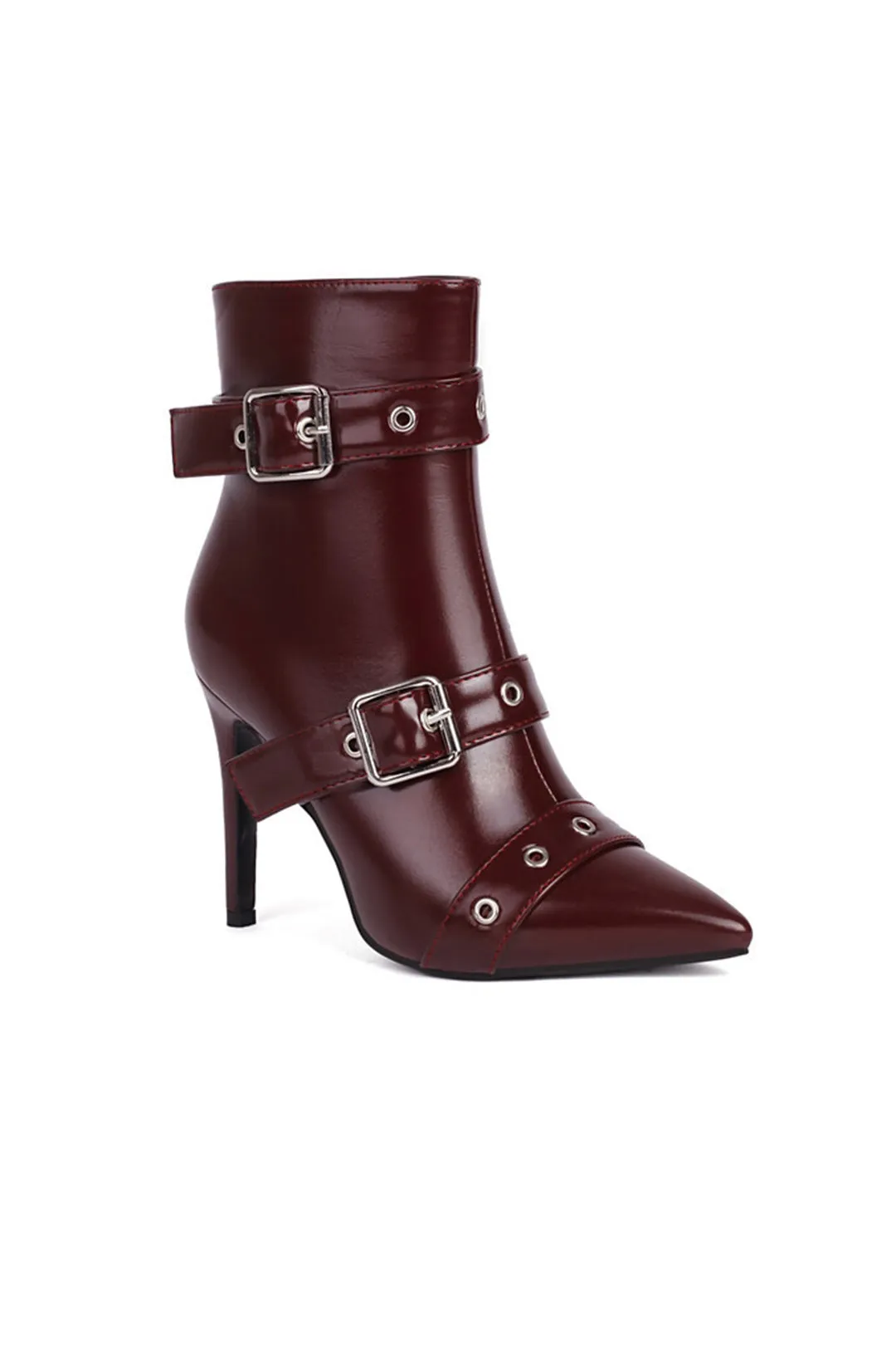 Spids metalliske faux læder ankelstøvler sold by Micas