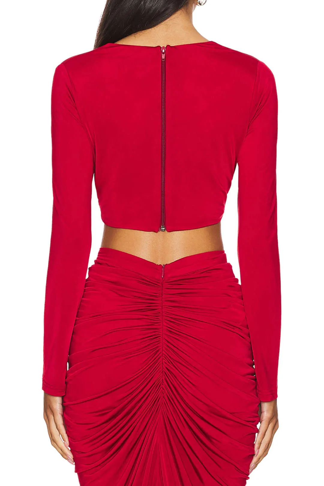 Ruched V-neck Cropped Top And Maxi Skirt Set sold by Micas product image thumbnail 2