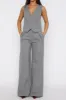 Solid Vest And Wide Leg Pants Set sold by Micas