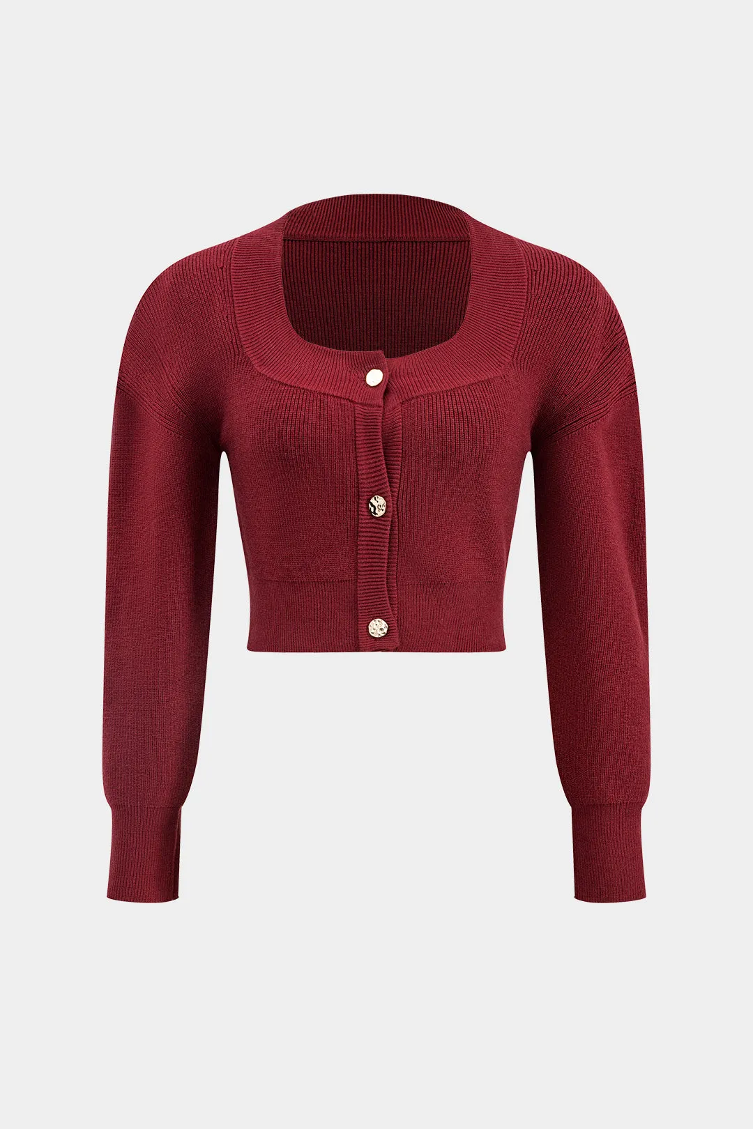 Metallic Button Sweater Long-Sleeve Top sold by Micas