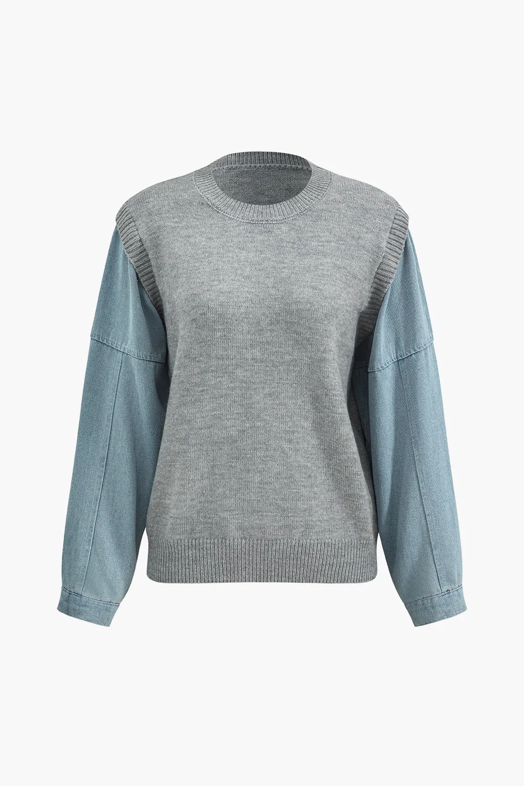 Denim patchwork sweater langærmet top sold by Micas product image thumbnail 2