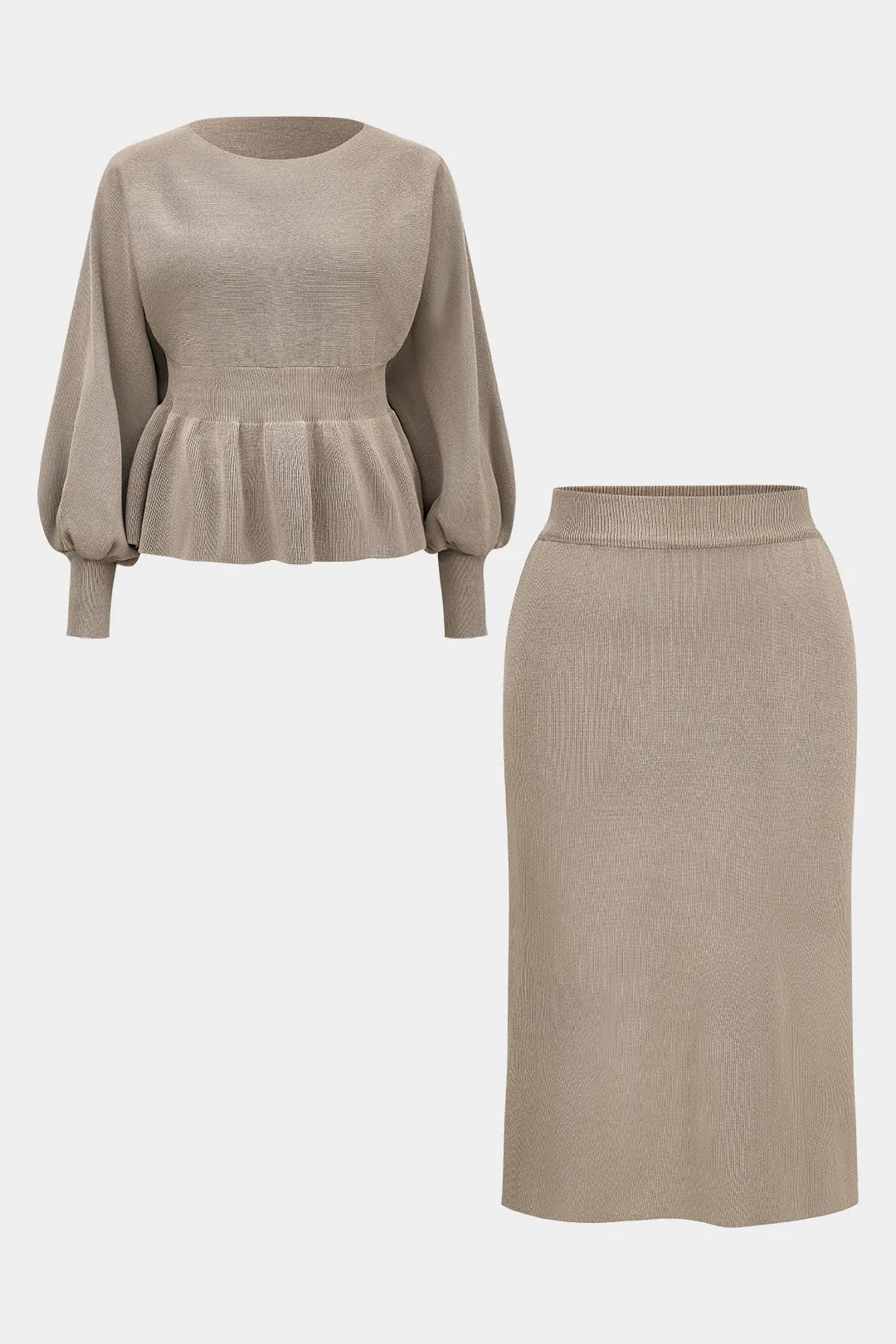 Plus størrelse strik top og højt talje nederdel sold by Micas