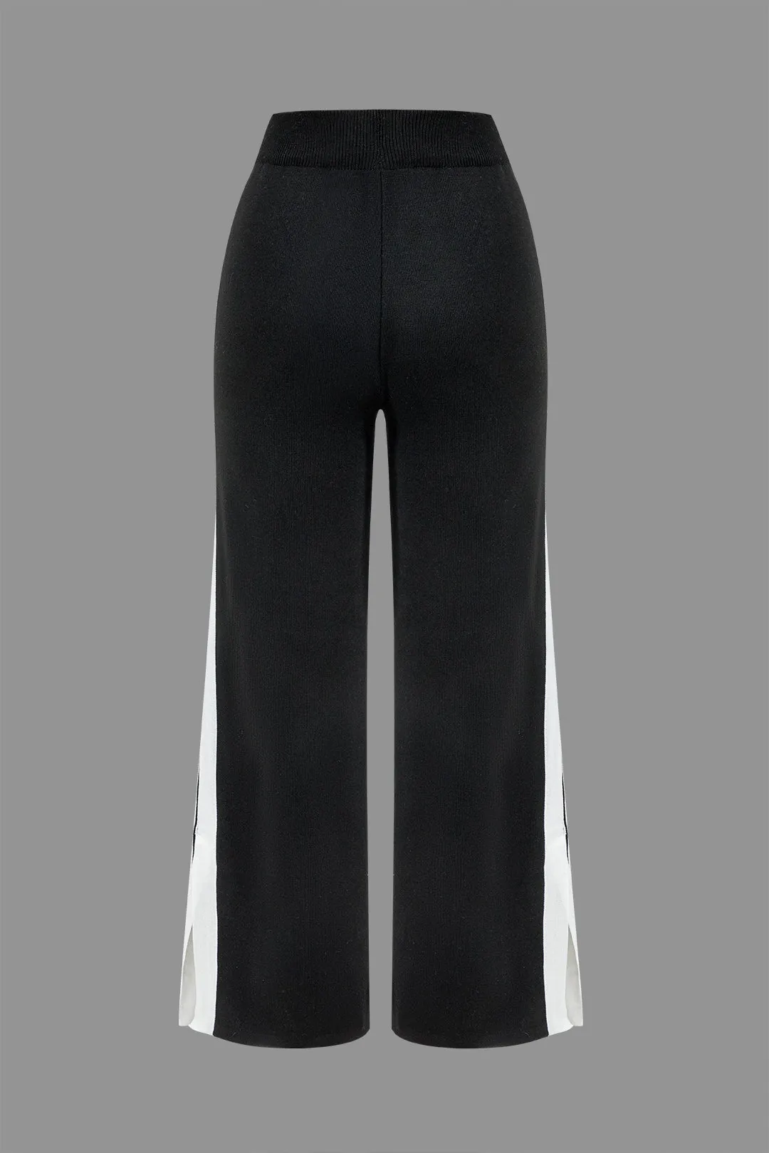 Kontrast Knit -knap patchwork top og bukser sæt sold by Micas product image thumbnail 5