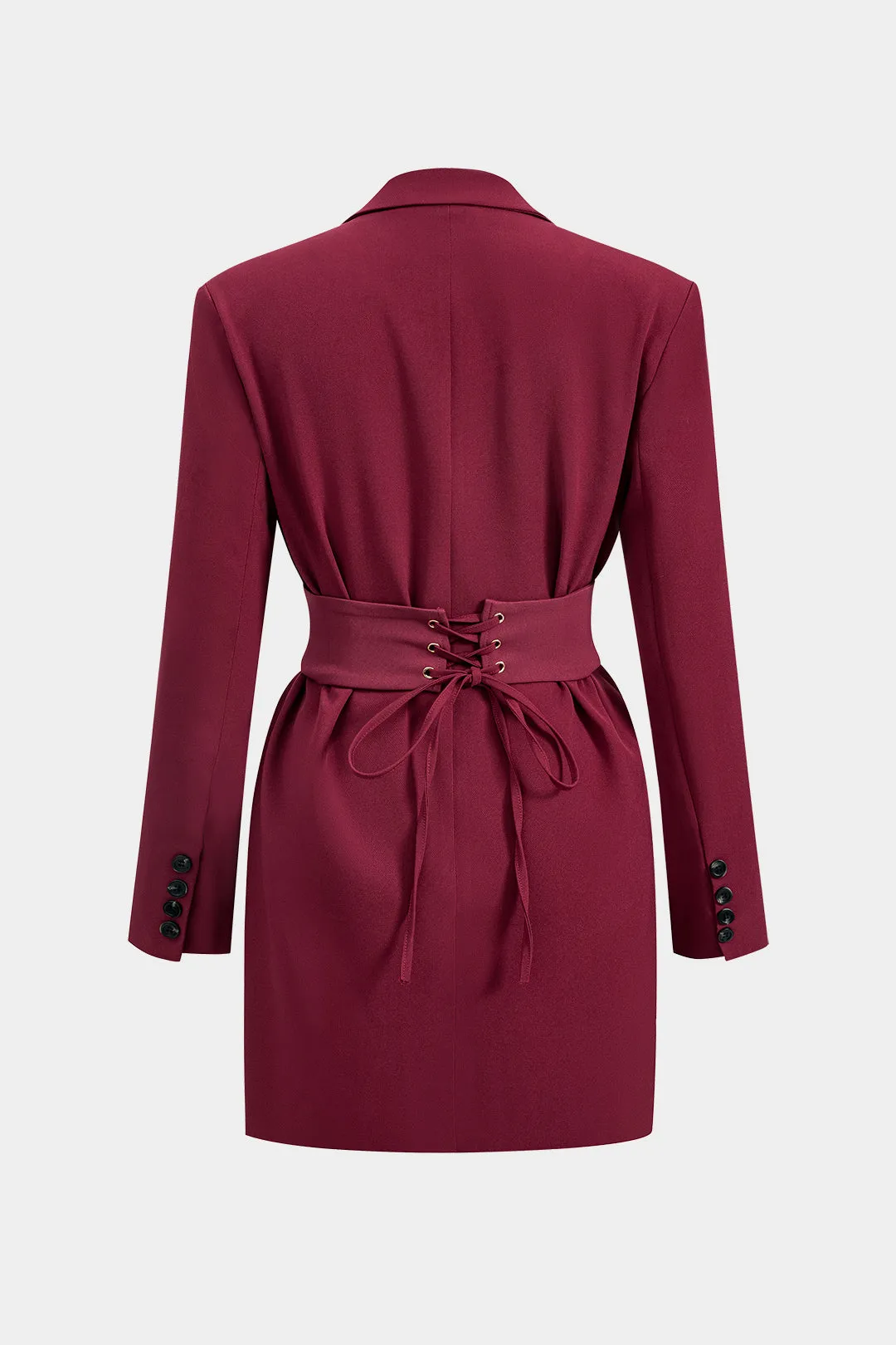 Back Tie Detail Long Sleeve V-neck Mini Dress sold by Micas product image thumbnail 2