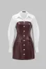Faux Leather Patchwork Long Sleeve Mini Dress sold by Micas