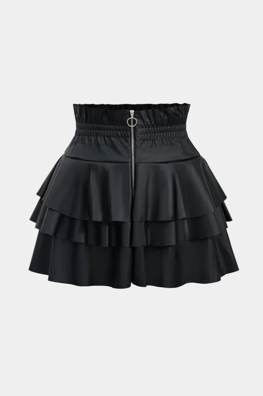 Faux Leather Zipper Skirt sold by Micas