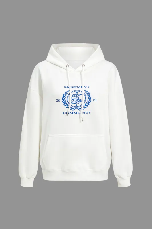 Letter Print Pocket Hoodie sold by Micas