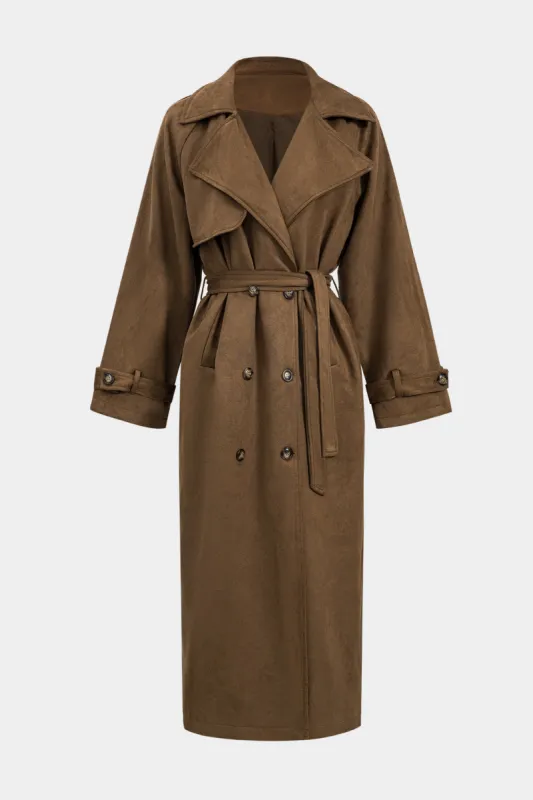 Suede Tie Front Button Coat sold by Micas