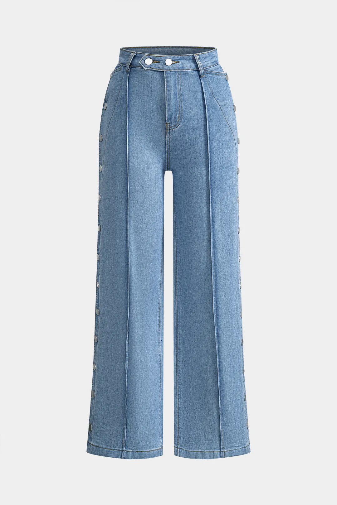 Denim -knap detaljer lige ben jeans sold by Micas