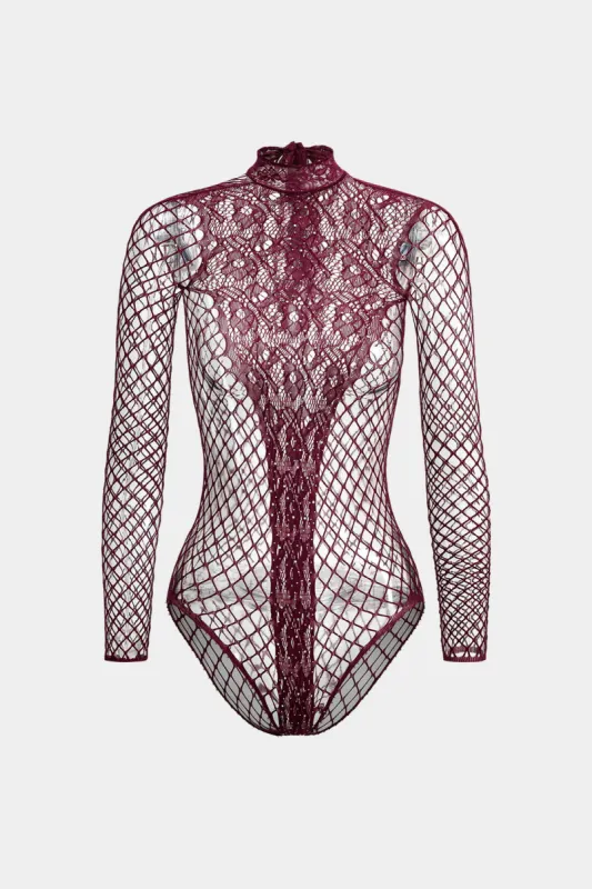 Skær rhinestone langærmet bodysuit ud sold by Micas