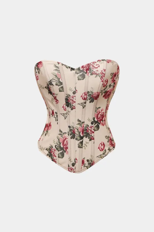 Floral Print Hook And Eye Corset Top sold by Micas