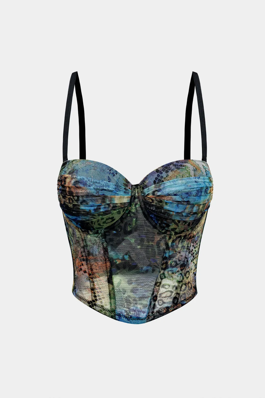 Leopard Snake Skin Print Mesh Corset Slip Cami Top sold by Micas