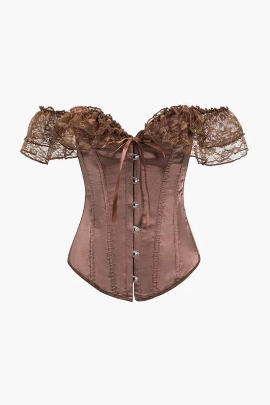 Satin slips tilbage blonder patchwork korset cami top sold by Micas