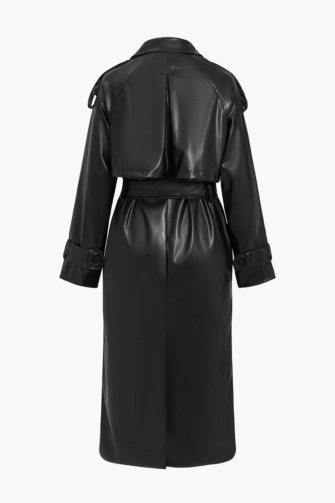 Faux læderknap asymmetrisk bæltet frakke sold by Micas product image thumbnail 2