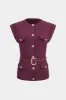 Sweater Belted Button Tank Top sold by Micas
