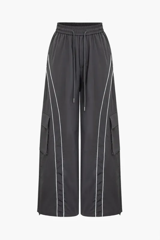 Contrast Binding Shirred Waistband Pocket Trousers sold by Micas