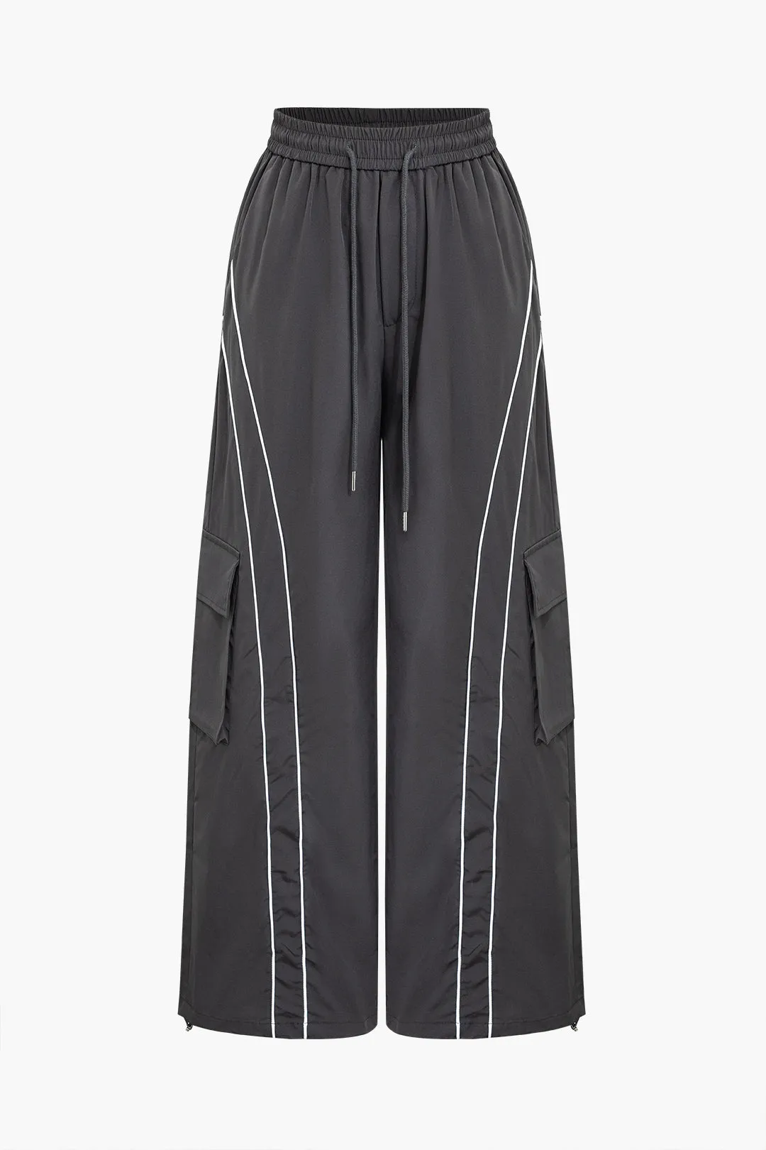 Contrast Binding Shirred Waistband Pocket Trousers sold by Micas